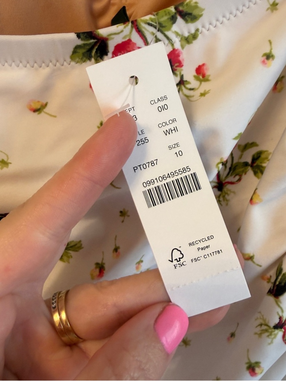 J. Crew White Strawberry Print Ruched One-Piece Swimsuit with Ties - Picture 4 of 4